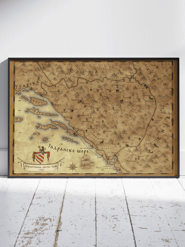 Mapa Hercegovine 1454. godine